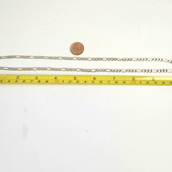 20" Length 925 Sterling Silver Figaro Chain Men's Necklace, - Picture 10 of 11